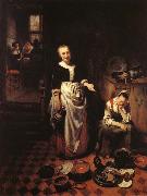 MAES, Nicolaes Interior with a Sleeping Maid and Her Mistress France oil painting artist